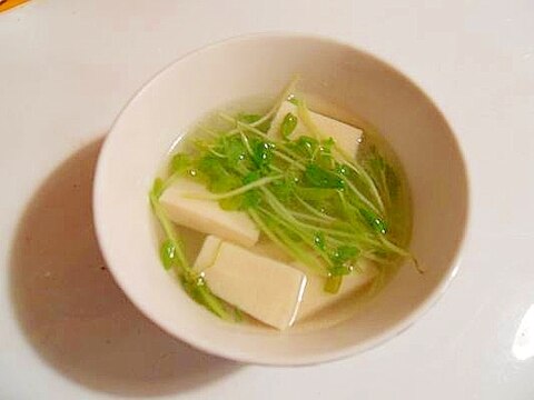 ウェイパーで♪　高野豆腐と豆苗の生姜スープ